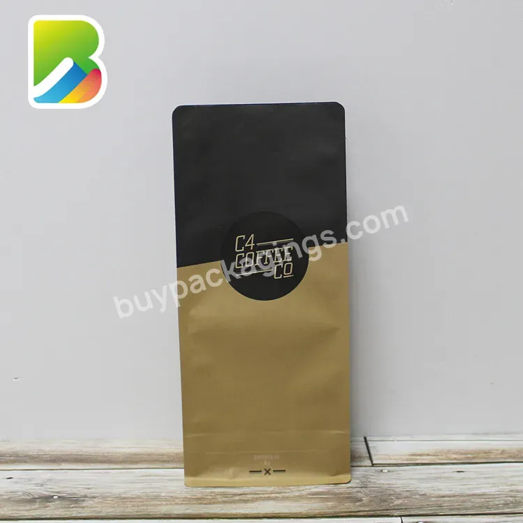 Bio Bags Biodegradable Bagsblack Paper Black Kraft Brown Foil Lined Block Bottom Valve 16oz Matte With Coffee Bag