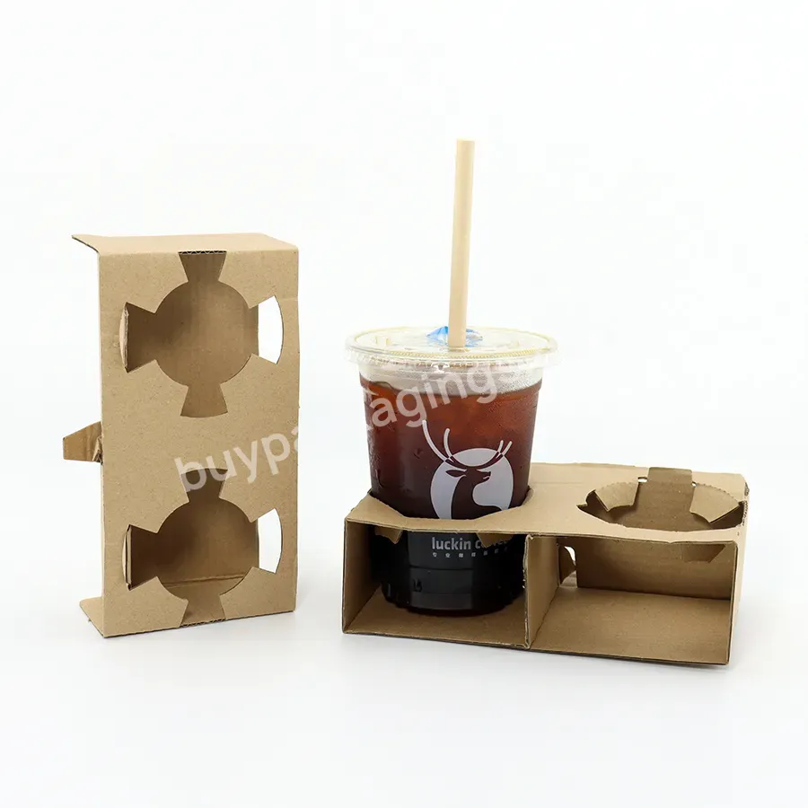 Bio-degradable Custom Coffee Hot Drink Cup 4 & 2 Holders Paper Cup Tray For Drink