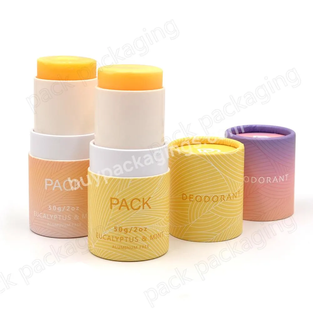 Biodegradable 50g cardboard cosmetic deodorant roll on paperboard tube container