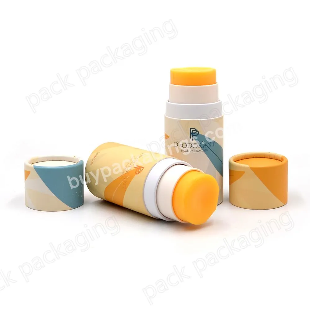 Biodegradable 70g twist up paper tube packaging lip balm  deodorant stick container