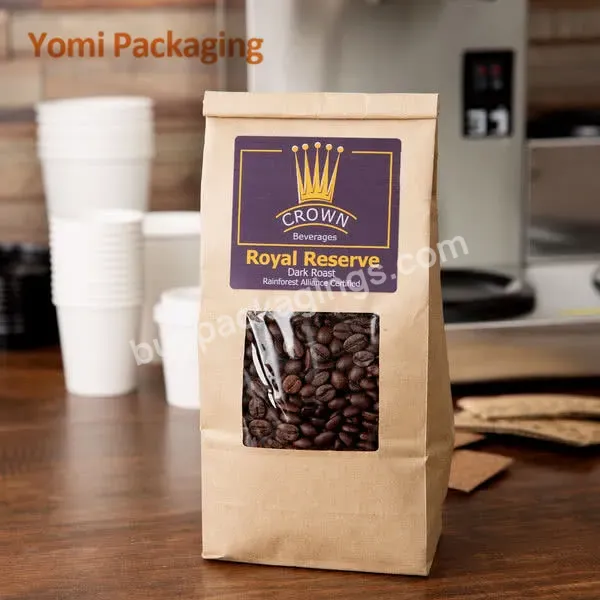 Biodegradable Black Aluminum Foil Flat Bottom Coffee Packaging Bags With Windows