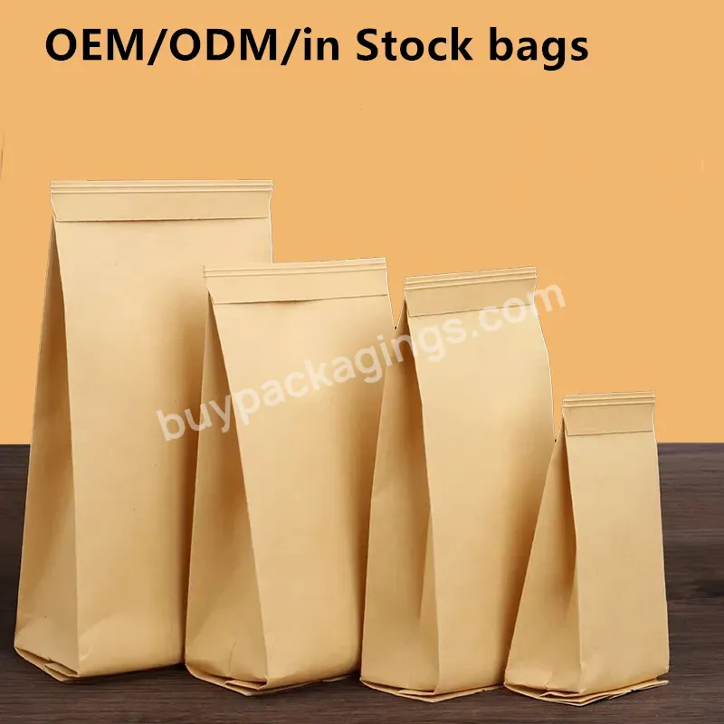 Biodegradable Compostable 250gr Tin Tie Flat Bottom Coffee Kraft Paper Pouch Packaging Tea Coffee Bag With Valve To Pack Coffee