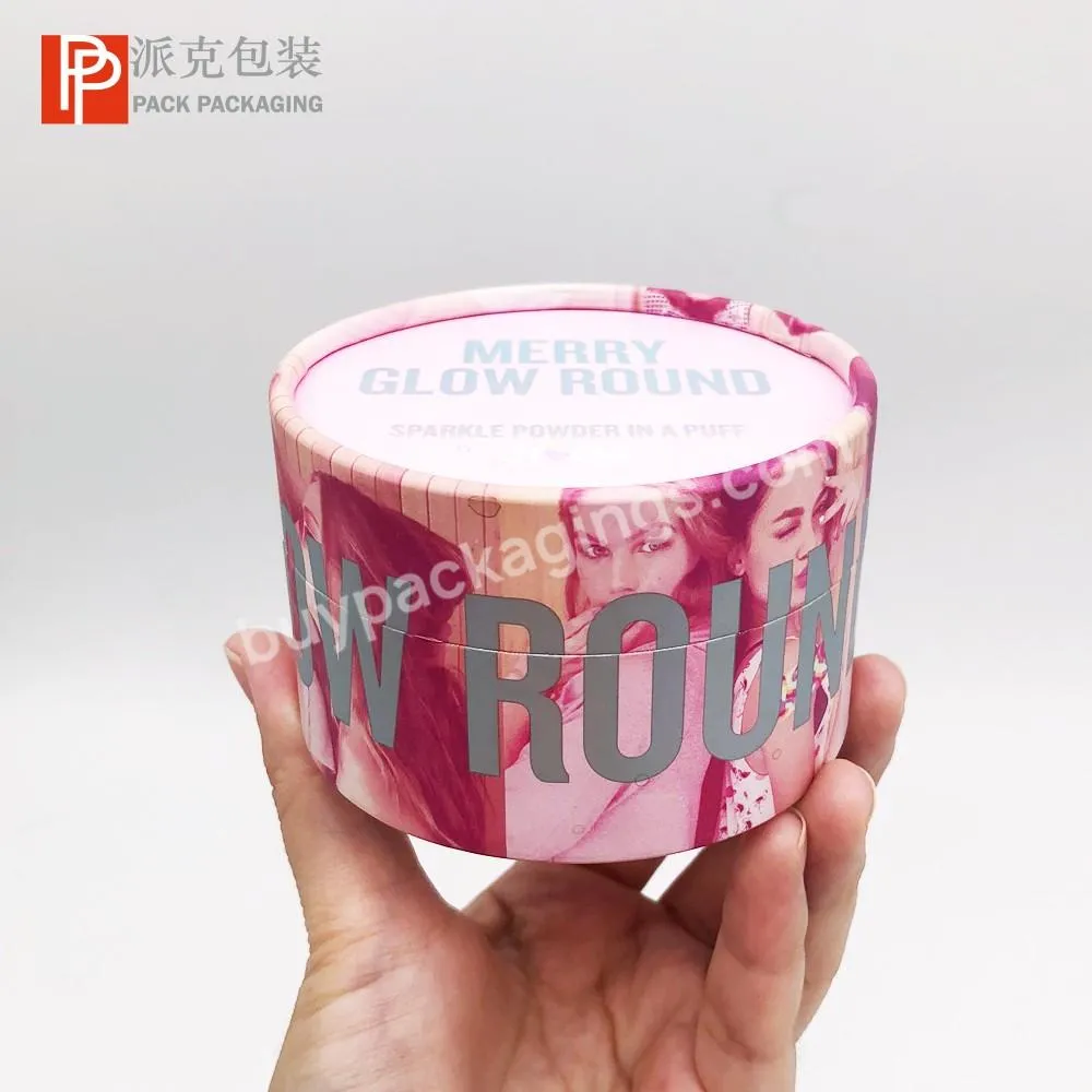 Biodegradable Cosmetic Product Paperboard Loose Powder Tube Box Packaging with Powder Puff