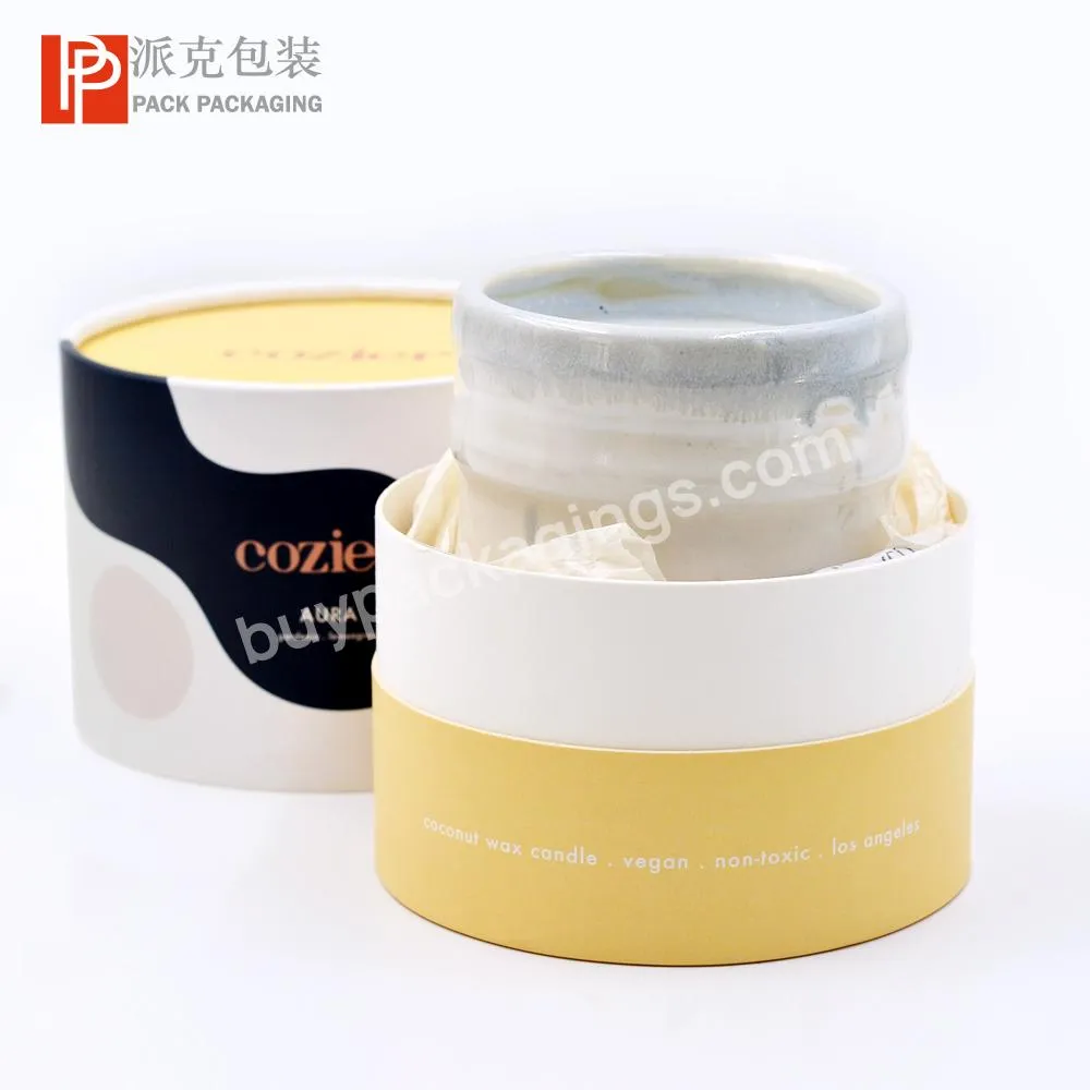 Biodegradable custom cylinder candle box paper packaging cardboard paper candle jar box