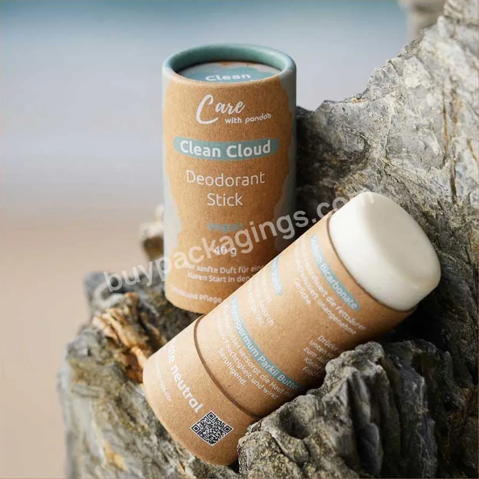 Biodegradable Custom Design Kraft Cardboard Deodorant Stick Lip Balm Container Push Up Paper Tube Packaging For Solid Perfume