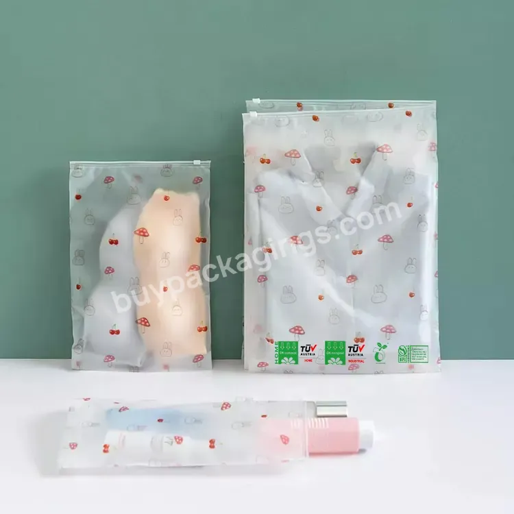 Biodegradable Custom Logo Clothing Packaging Pe Plastic Clear Frosted Zipper Ziplock Poly Bag With Suffocation Warning
