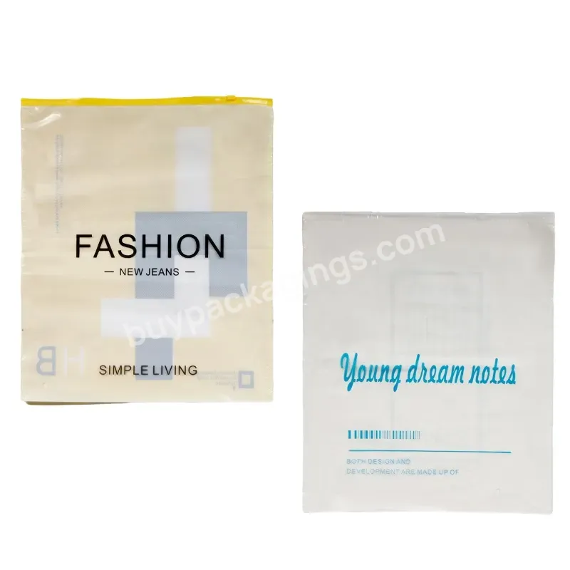 Biodegradable Custom Logo Printed T-shirt Frosted Transparent Plastic Polyethylene Packaging Clothing Zipper Bag