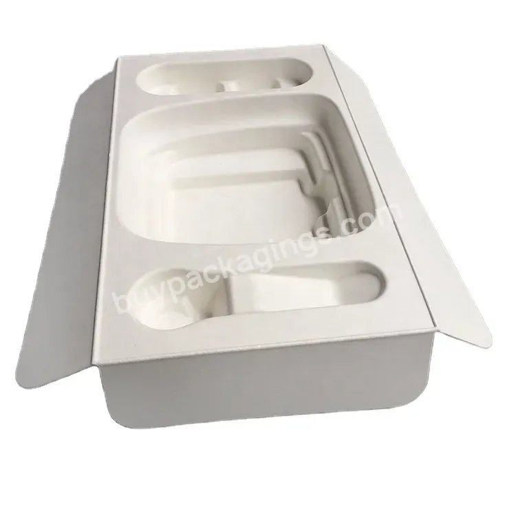 Biodegradable Custom Molded Paper Pulp Eco Packaging Sugarcane Bagasse Disposable Pulp Tray Insert Tray - Buy Biodegradable Molded Sugarcane Pulp Cosmetic Packaging,100% Biodegradable Recycled Popular Skincare Packaging Paper Pulp Tray,Wet Press Colo