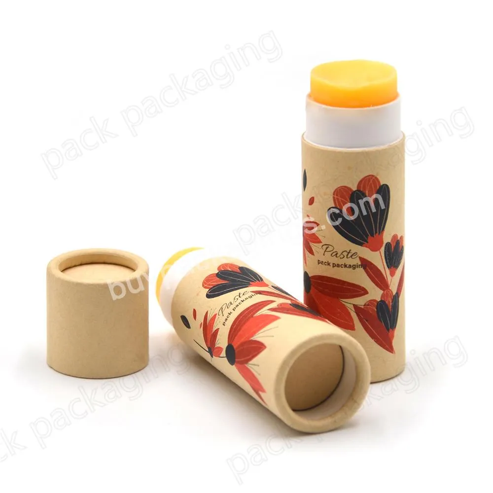 Biodegradable Custom Natural Deodorant Push Up Paper Board Cosmetic Tube Cylinder Lip Balm Container Packaging