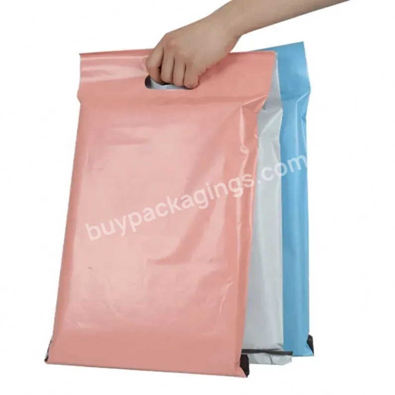 Biodegradable Custom Printed Pink Light Poly Mailers Envelope Plastic Shipping Mailing Bags With Handle