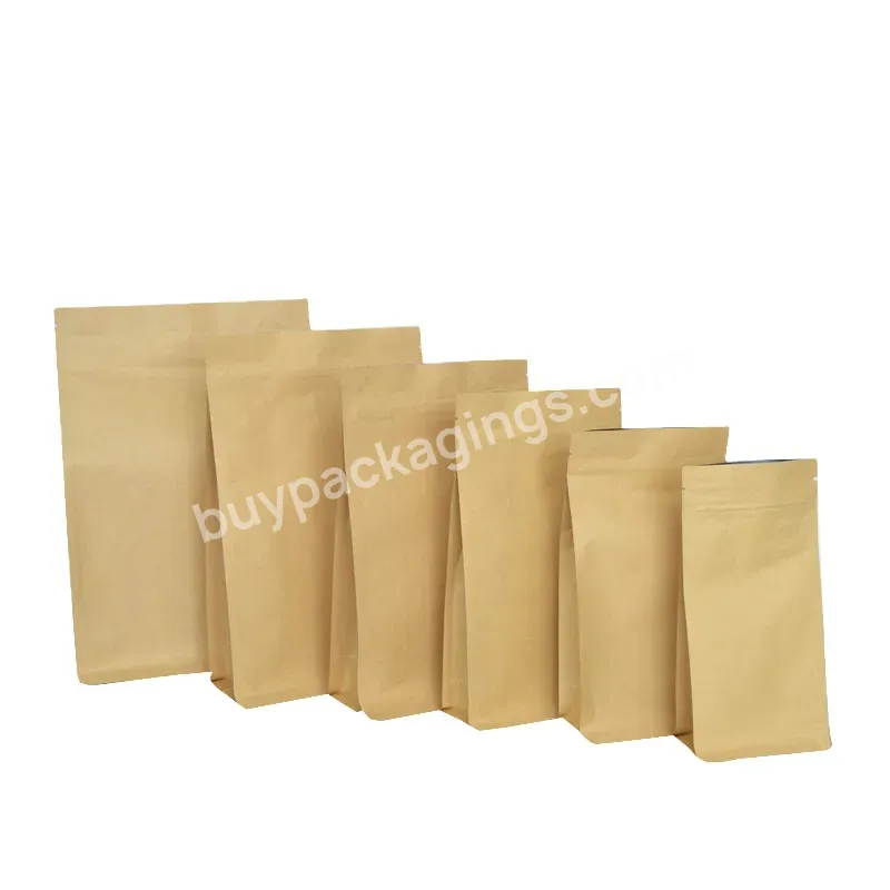 Biodegradable Custom Printed Zipper Zip Lock Kraft Paper Material Food Nuts Sugar Coffee Packaging Bag