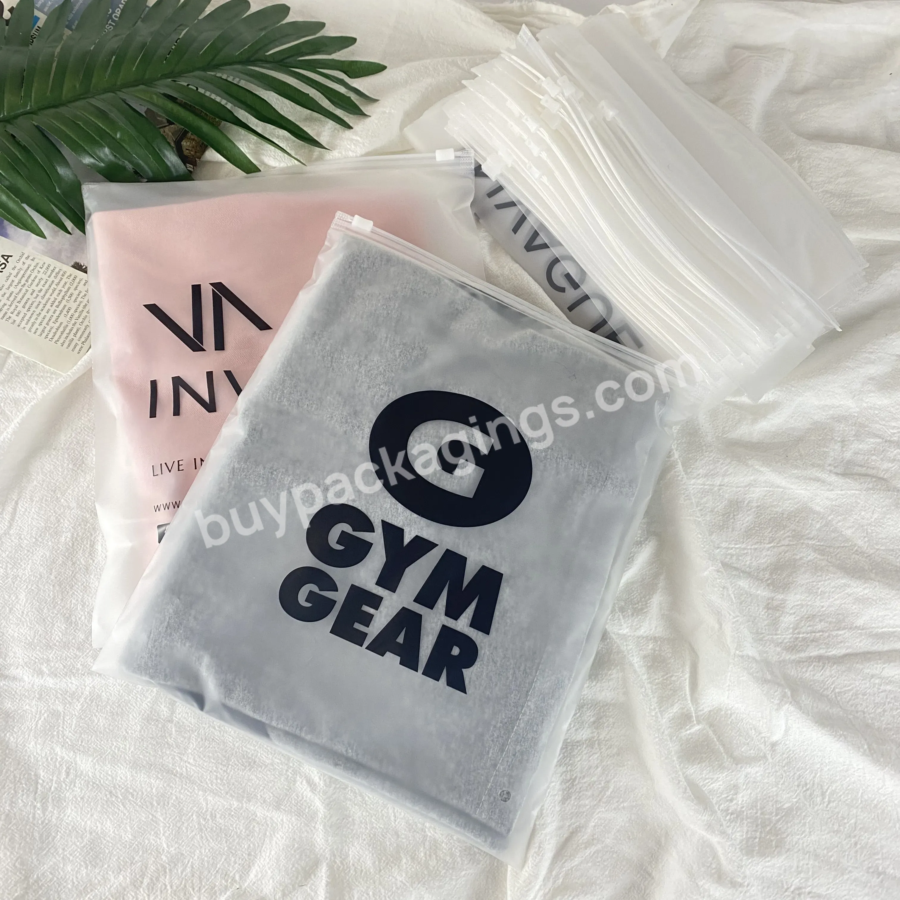 Biodegradable Custom Printing Plastic Zipper Bag,Frosted Ziplock Bag For T Shirt Swimwear Packaging