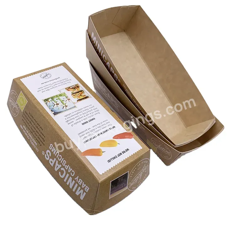 Biodegradable Customized Disposable Bamboo Kraft Paper Food Fruit Boat Tray For Snack Sushi