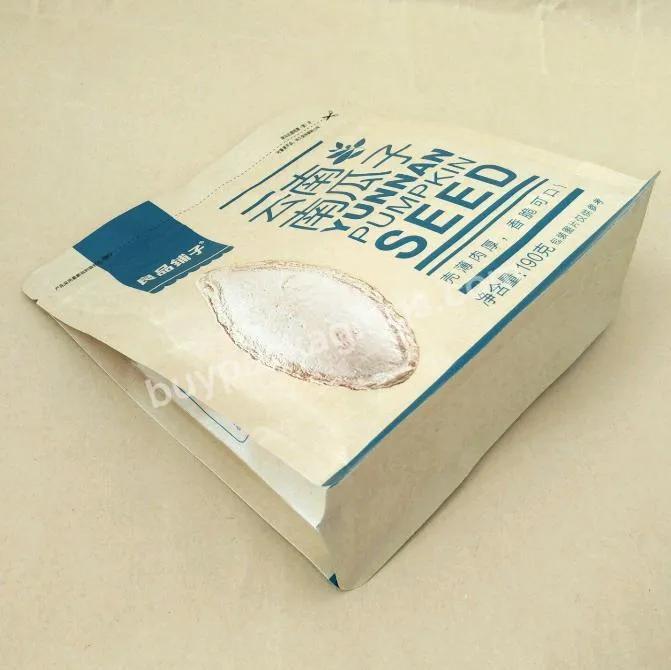 Biodegradable Customized Logo Printing Zip Lock Flat Bottom Stand Up Kraft Paper Packaging Digital Mylar Pla Bag