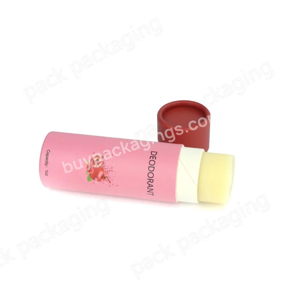 Biodegradable Deodorant Push Up Cylinder Packaging Box Kraft Paper Cardboard Lip Balm Tube