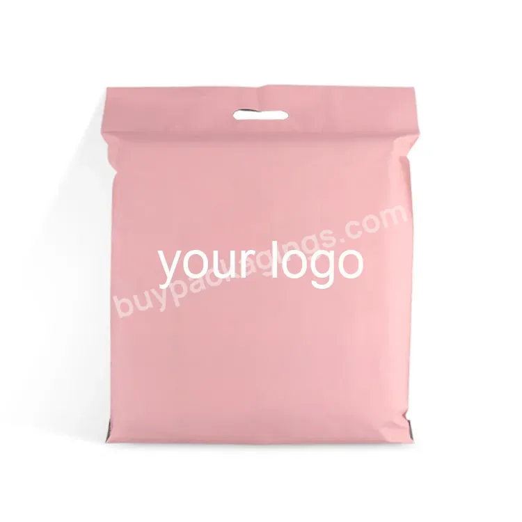 Biodegradable Double Tape Blue Pink Poly Mailer Envelope Shipping Plastic Packaging Bag With Handle For Clothing Packaging