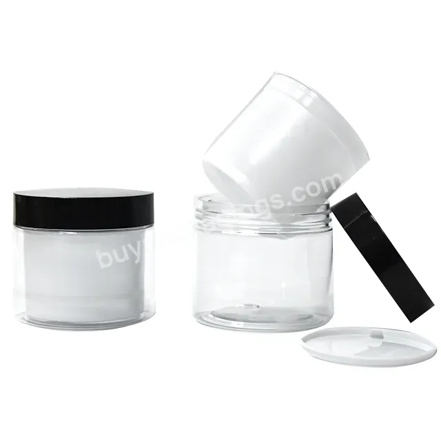 Biodegradable Double Wall Refillable Wide Mouth Pet Body Butter Empty Cosmetic Containers Plastic Cream Jar With Lid