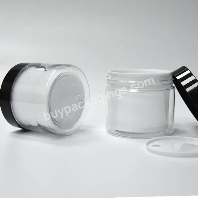 Biodegradable Double Wall Refillable Wide Mouth Pet Body Butter Empty Cosmetic Containers Plastic Cream Jar With Lid