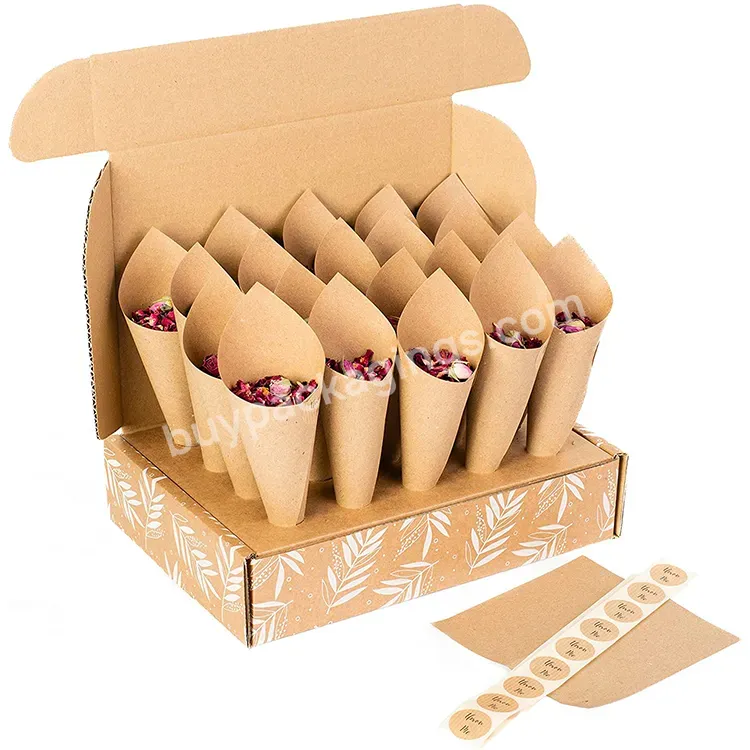Biodegradable Eco Friendly French Fry Waffle Egg Wedding Confetti Cone Stand Packaging Box Tray Holder Kraft Shipping Mailer Box
