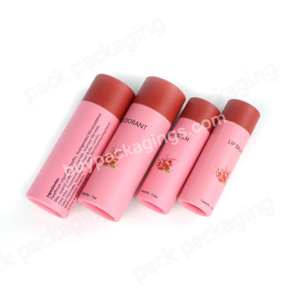 Biodegradable Eco Friendly Paper Cardboard Push Up Tube for Natural Lip Balm Deodorant Container Cosmetic Packaging