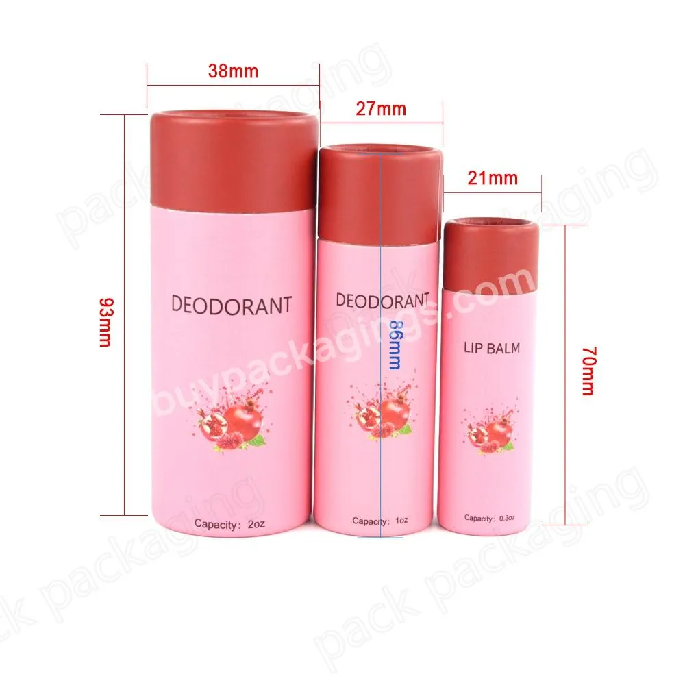 Biodegradable Eco Friendly Paper Cardboard Push Up Tube for Natural Lip Balm Deodorant Container Cosmetic Packaging