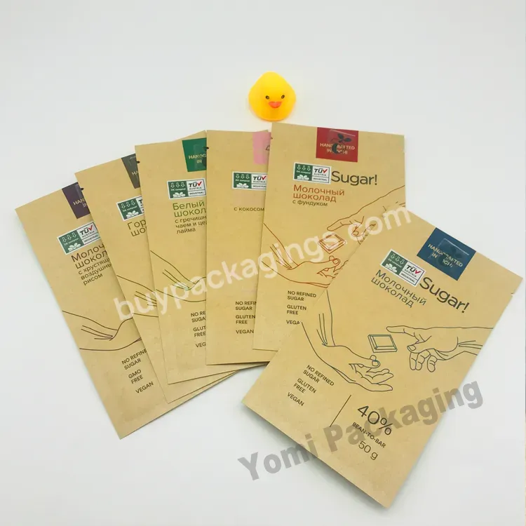 Biodegradable Food Grade Stand Up Tea Packaging Matte Kraft Mini White Paper Bags With Zipper