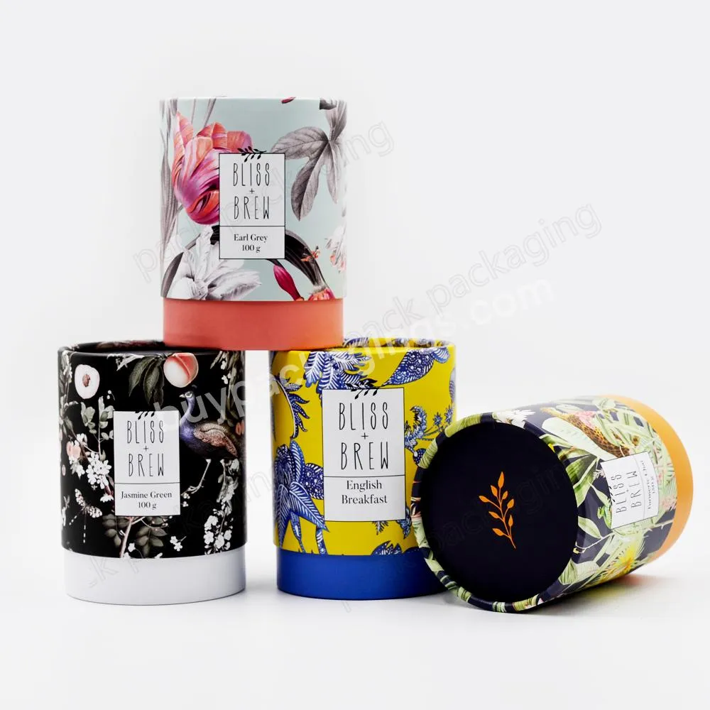 Biodegradable Food Grade Tea Canister Paper Tube Round Cans for Tea Bag Coffee Powder  Package