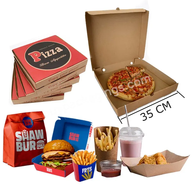 Biodegradable French Fries Fried Chicken Burger Box Fast Food Packaging Custom Printed Delivery Takeaway Brown Pizza Box