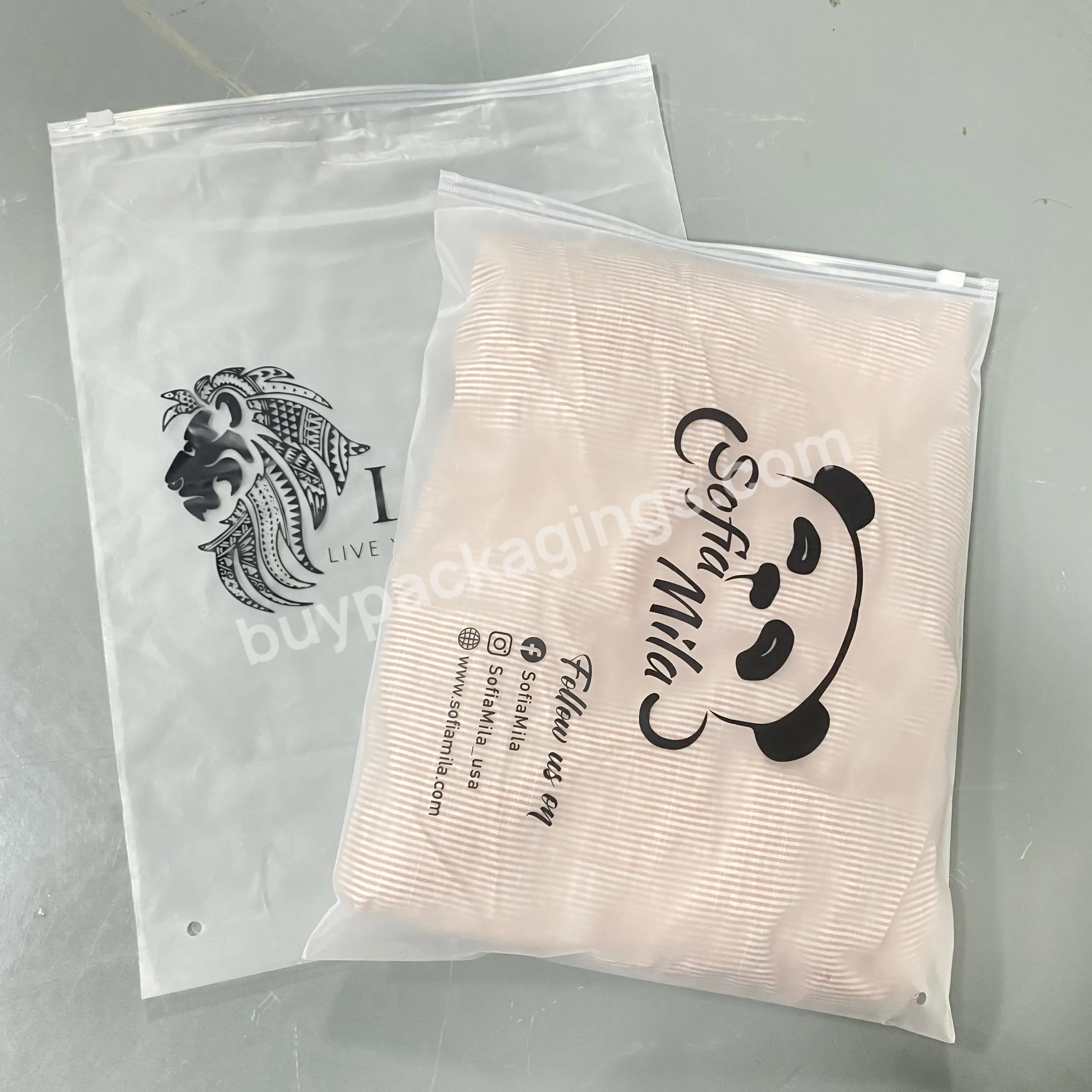Biodegradable Frosted Matte Ziplock Oem Waterproof Bag Zipper Plastic Zip Packing Bag For Clothing