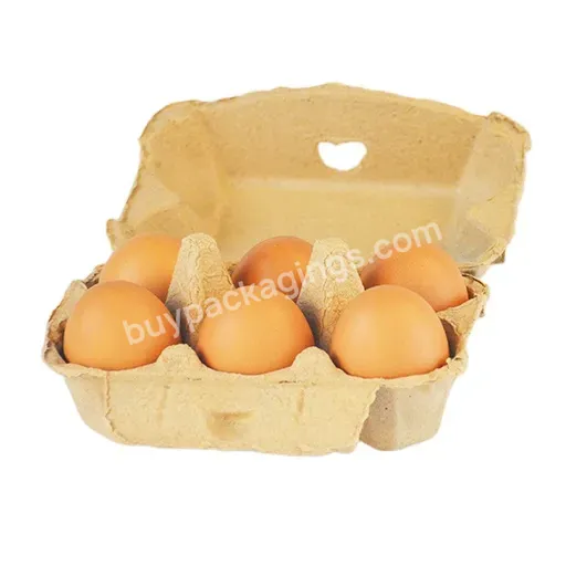 Biodegradable Half Dozen Paper Pulp Egg Carton Molded Pulp 6 Cells Egg Container For Hens Chickens Duck Quail