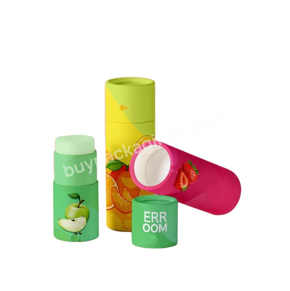 Biodegradable Lip Balm Kraft Print Cylinder Packaging Lipstick Cosmetic Containers Paper Tube Packaging