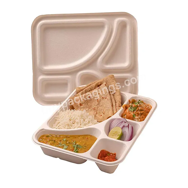 Biodegradable Microwavable 5 Compartments Meal Sushi Bento Trays Multi Parts Disposable Sugar Cane Sugarcane Bagasse Lunch Tray - Buy Bagasse Lunch Tray,Disposable Bagasse Tray,Sugarcane Lunch Trays.