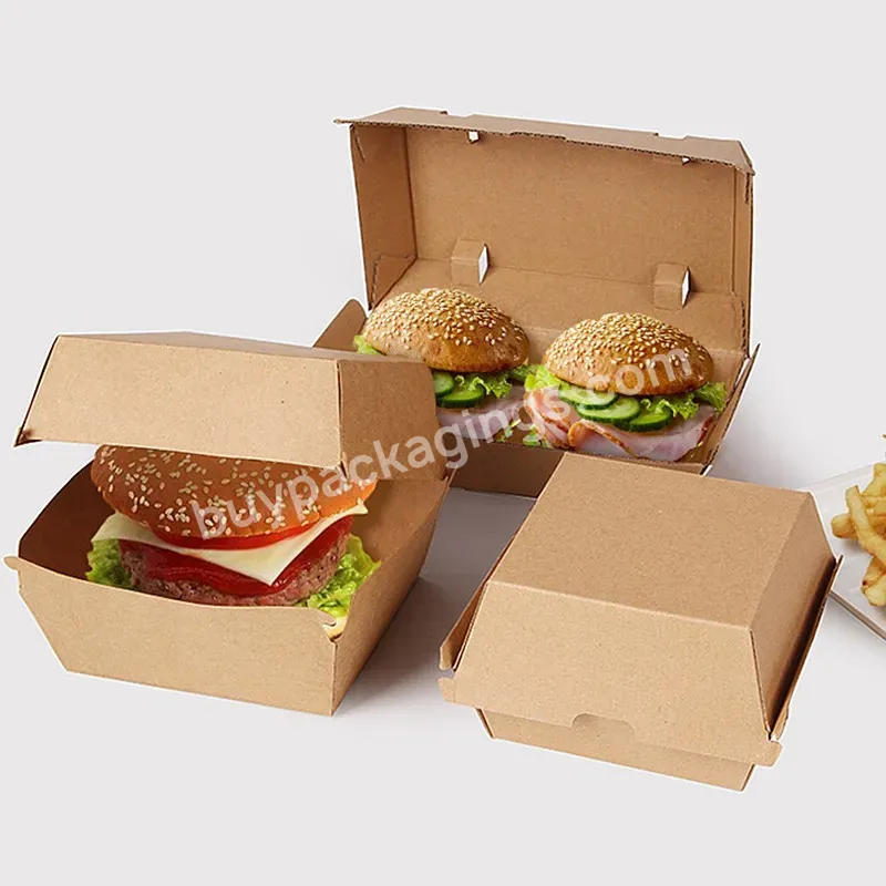 Biodegradable Paper Box For Burger Clamshell Burger Box Disposable Custom Kraft Boxes For Burger
