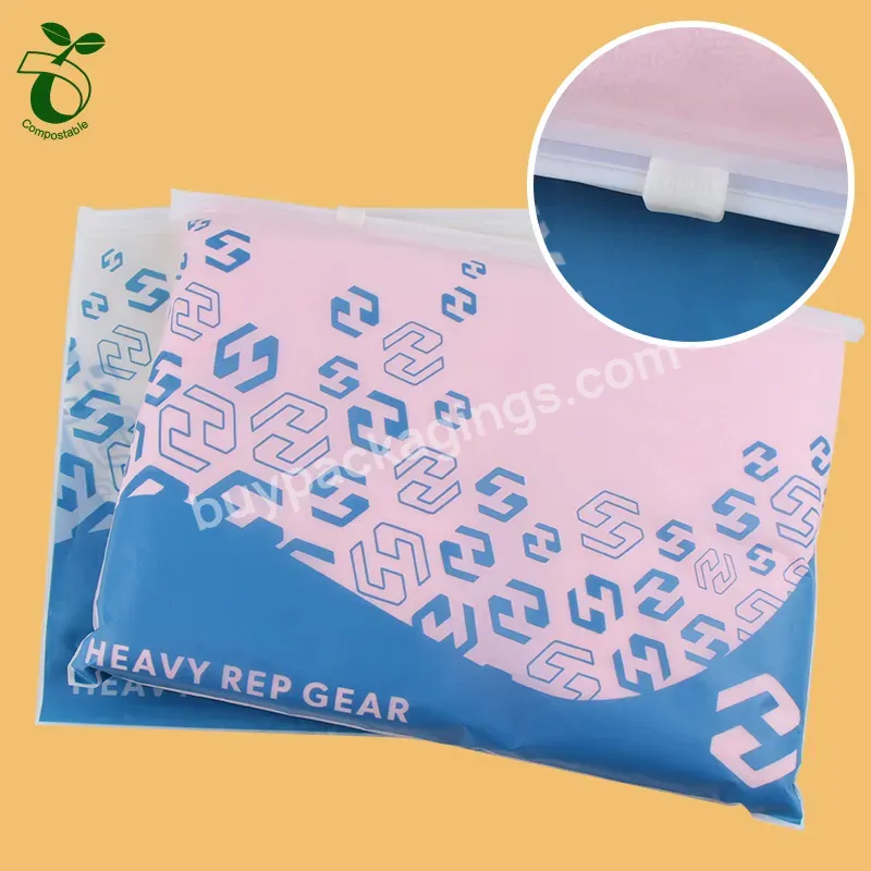 Biodegradable Plastic Zipper Food Storage Bags Slide Matte/ Frosted Packaging Clear Clothing Tshirt Poly Zip Bag For Own Logo