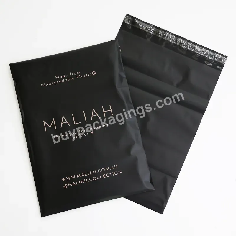 Biodegradable Poly Mailers Custom Printed Mailing Express Bag With Logo Eco Friendly Black Matte