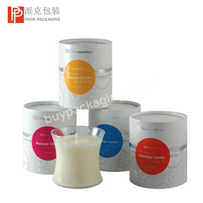 Biodegradable recycled kraft paper cardboard cylinder candle packaging boxes with rolled edge