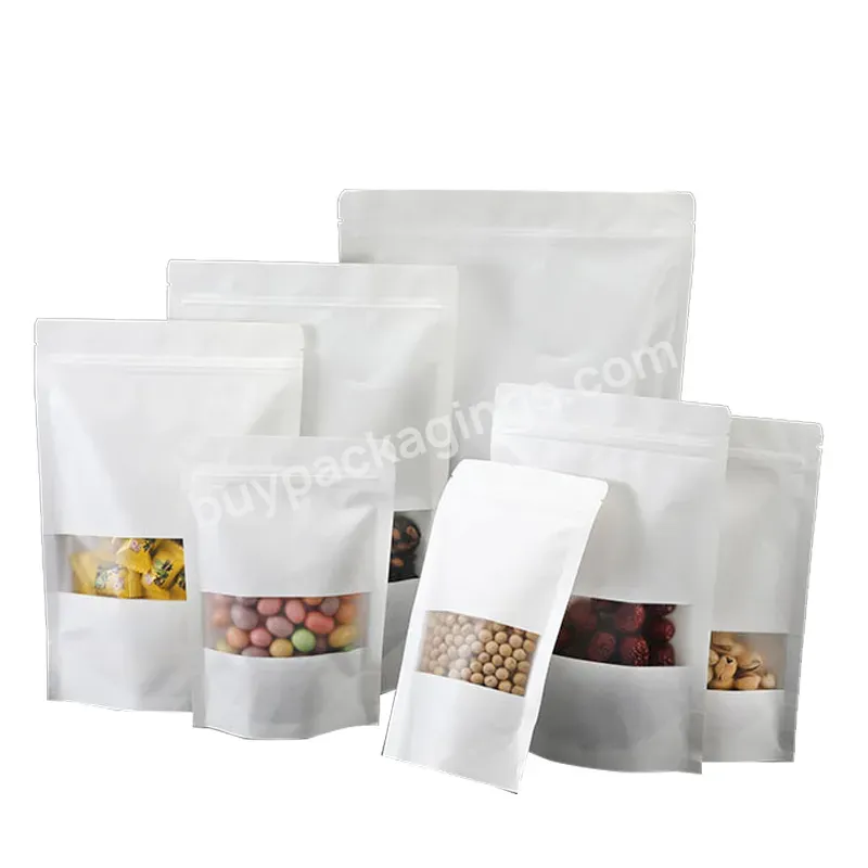 Biodegradable Resealable Ziplock Pouch Kraft Paper Bag With Window