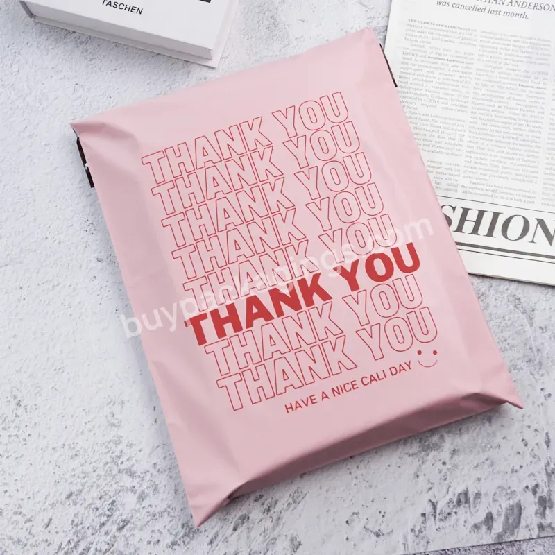 Biodegradable Reusable Matte Pink Thank You Hot Sale Brand Polybag Plastic Mailing Mailer Poly Bag