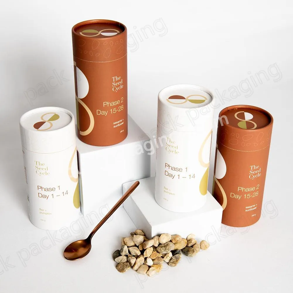 Biodegradable round cardboard tea paper tube packaging Empty food Herbal Tea Kraft Cylinder packaging