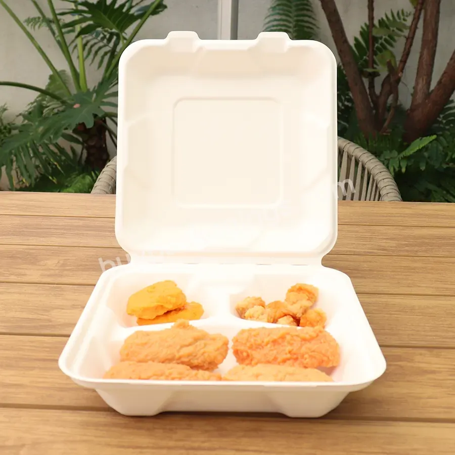 Biodegradable Sugarcane Food Boxes 3-compartments Bagasses Box Take Out Food Containers