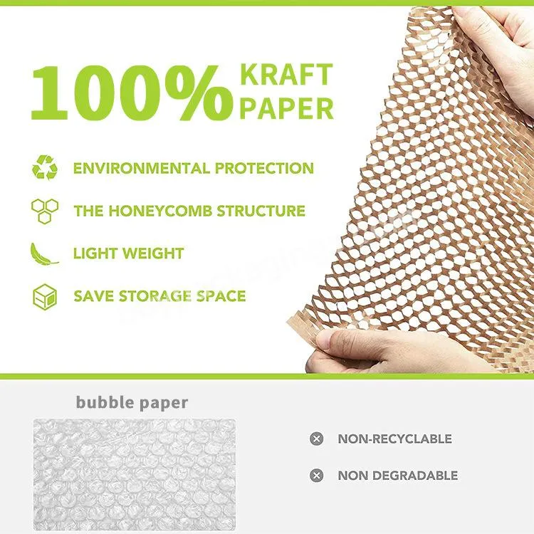 Biodegradable Sustainable Materials Craft Buffer Cushion Vellum Roll Wrapping Kraft Paper Honeycomb Packaging Paper