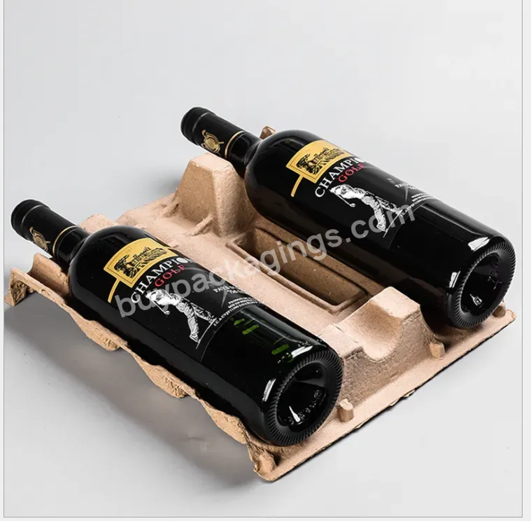 Biodegradable Trip Wine Bottle Package Molded Fiber Shipper Custom Moisture-proof Pulp Wine Beer Spirits Prosecco Packaging