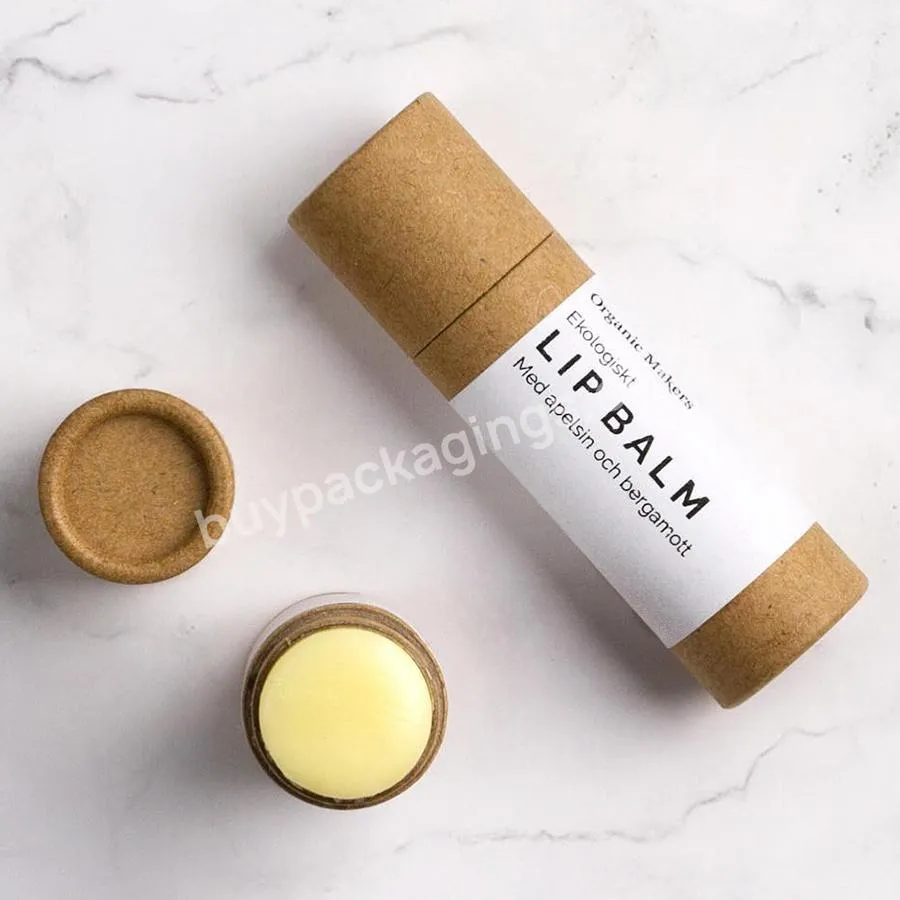 Biodegradable Zero waste push up paper tube kraft push up tube for lip balm  deodorant  sunscreen round box packaging