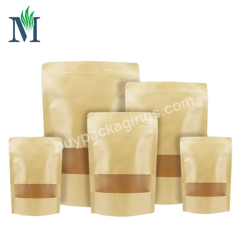 Biodegradable Ziplock Bag Brown Kraft Paper Stand Up Pouch Packaging Bags Food Bag With Zipper