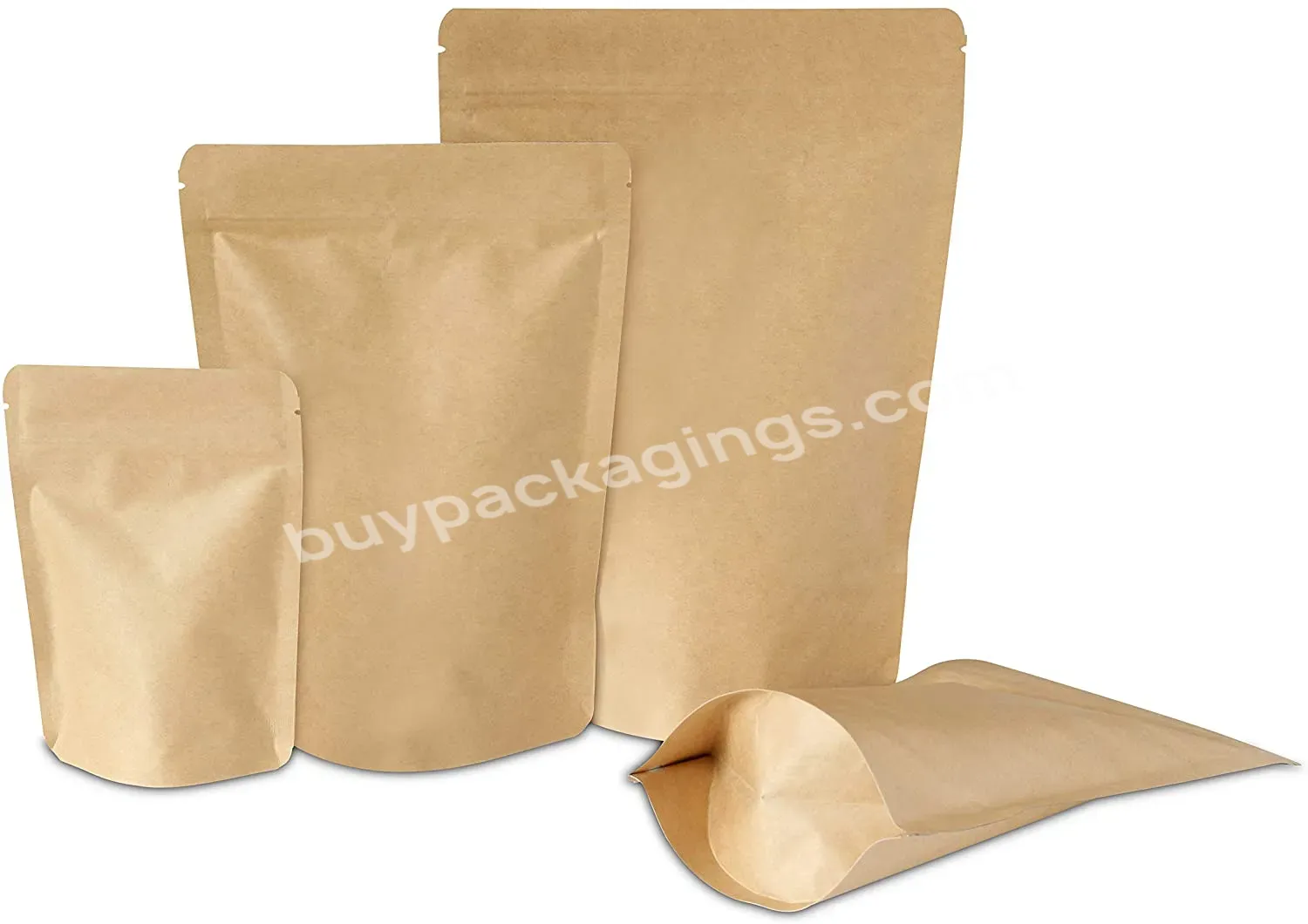 Biodegradable Ziplock Bag Brown Kraft Paper Stand Up Pouch Packaging Bags Food Bag With Zipper
