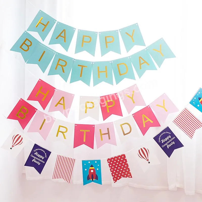 Birthday decorating letters pull flags hang flags happy birthday decorations party children first year baby scene background wal