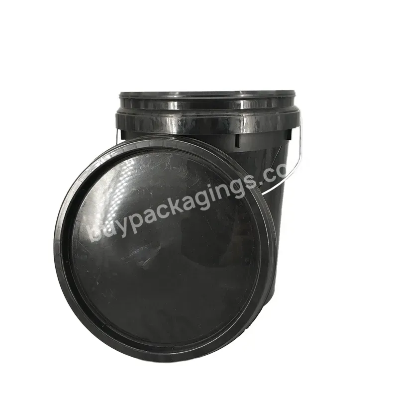 Black 20l 5gallon Plastic Bucket With Plastic Handle Custom Print 35l Tin Pail Used For Chemical / Food Grade Un Standard - Buy 20l,Custom Color,Round Plastic Barrels.