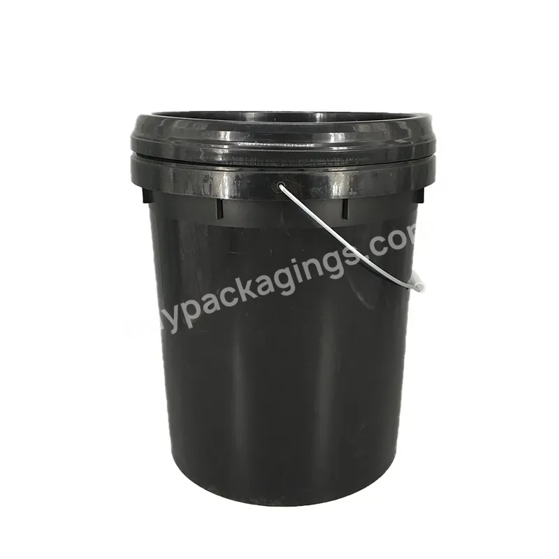 Black 20l 5gallon Plastic Bucket With Plastic Handle Custom Print 35l Tin Pail Used For Chemical / Food Grade Un Standard