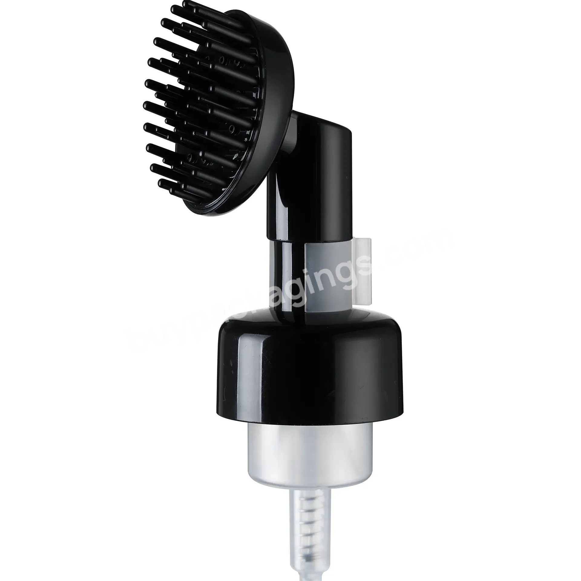 Black 43mm Plastic Cleaning Foam Pump With Plastic Silicone Brush For Pet Hair Care Packing - Buy Foam Pump,Foam Cleaning Pump,Pump With Brush.