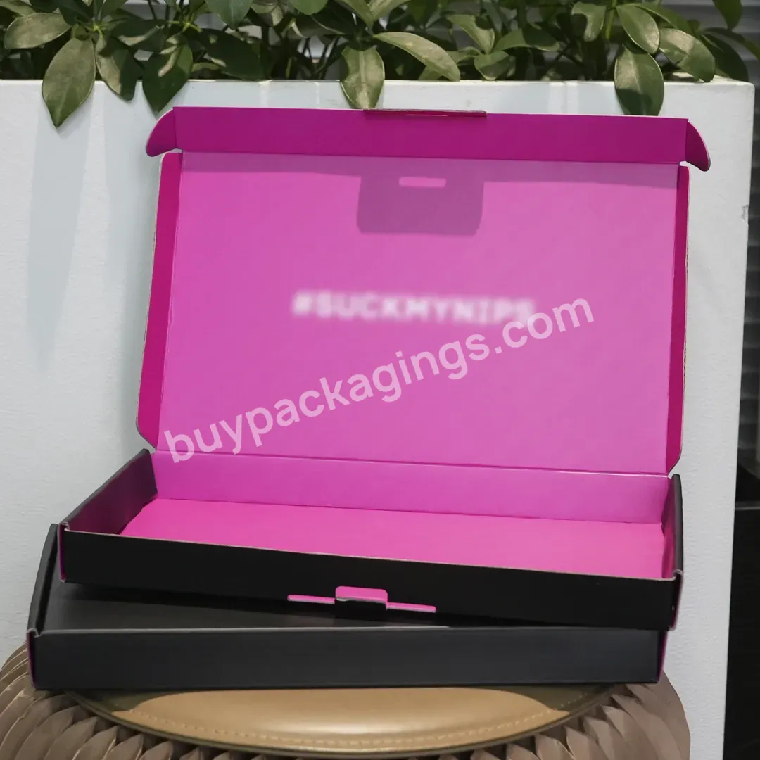 Black And Pink Custom Logo Printed Blue Spot Uv Clothing Man Shoes Packaging Box Mailer Box